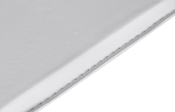 Stehtisch_ Höhenverstellbare Leder-Optik Tischplatte_ Chromgestell_ 63x63 cm_ drehbar_ Weiß - KADIMA DESIGN_Größe_ 63x63x83 cm_