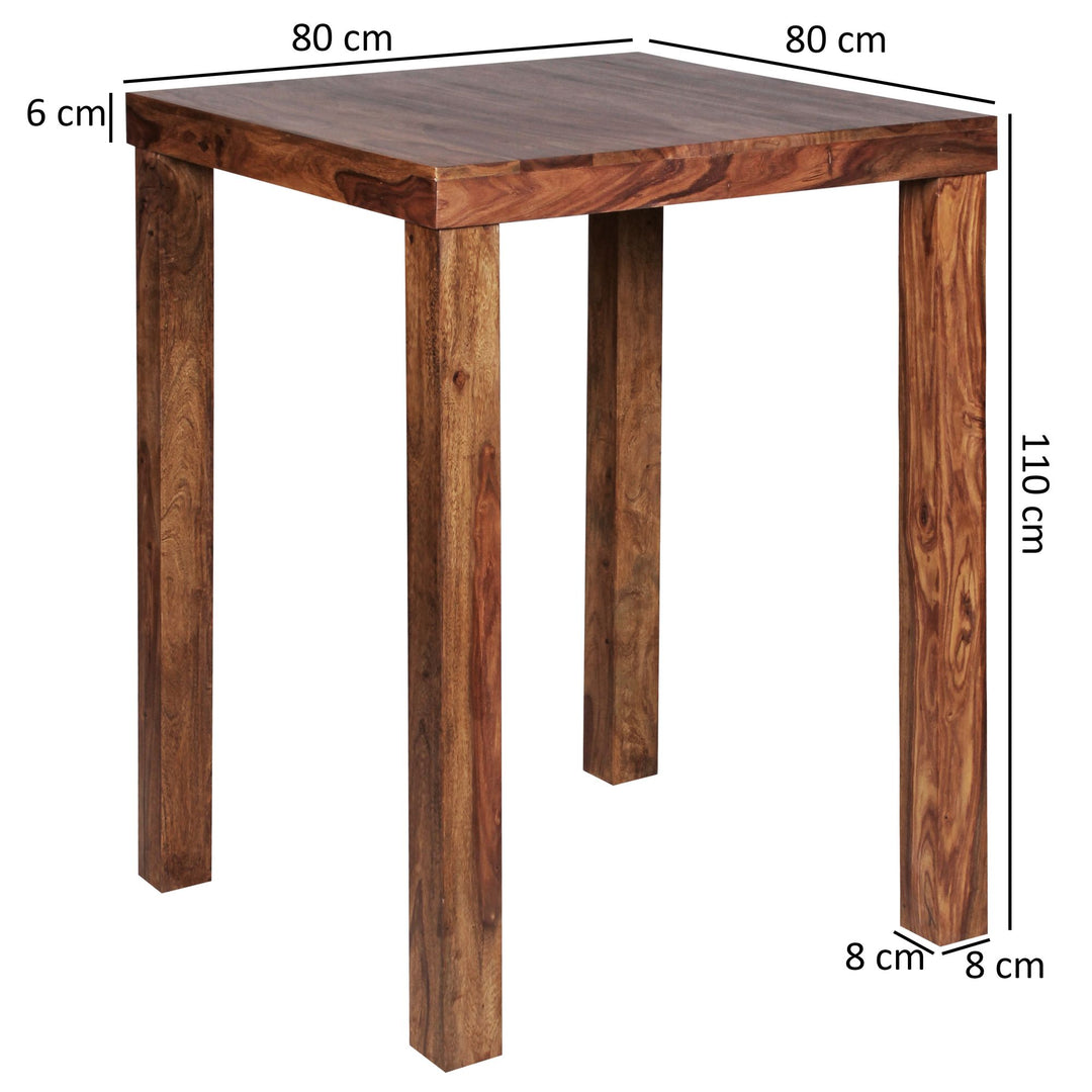 Rustikaler Sheeshamholz Bartisch_ Stabile Konstruktion_ Einzigartiges Design - KADIMA DESIGN_Größe_ 80x80x110 cm_