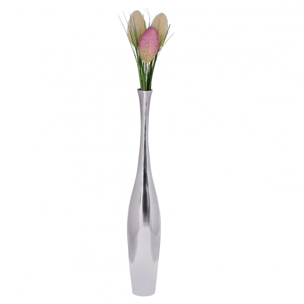 Große moderne Aluminium Blumenvase in Silber_ 75 cm hoch_ stilvoll - KADIMA DESIGN_Größe_ 12x12x75 cm_