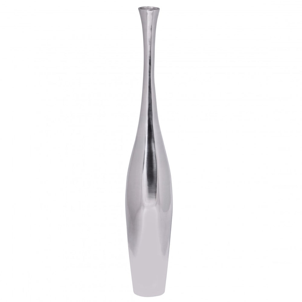 Große moderne Aluminium Blumenvase in Silber_ 75 cm hoch_ stilvoll - KADIMA DESIGN_Größe_ 12x12x75 cm_