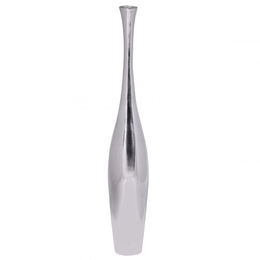 Große moderne Aluminium Blumenvase in Silber_ 75 cm hoch_ stilvoll - KADIMA DESIGN_Größe_ 12x12x75 cm_