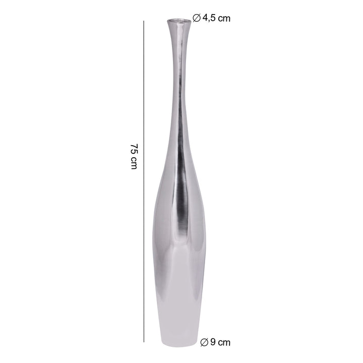 Große moderne Aluminium Blumenvase in Silber_ 75 cm hoch_ stilvoll - KADIMA DESIGN_Größe_ 12x12x75 cm_