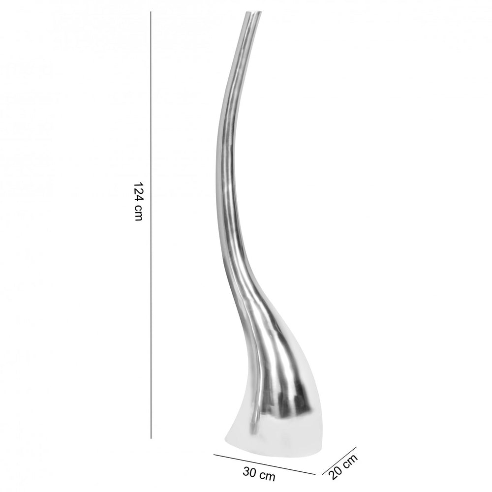 KADIMA DESIGN Handgemachte Silber Aluminium S-förmige Metallvase für moderne Deko - 124 cm Hohe_Silber_#sku_BARWL1.874#