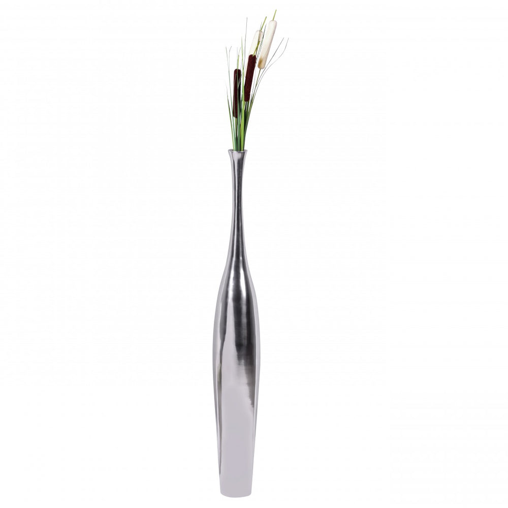 Elegante Aluminium Blumenvase - 100 cm_ Silber_ Zeitloses Design_ Handgefertigt_ KADIMA DESIGN_Größe_ 13x13x100 cm_