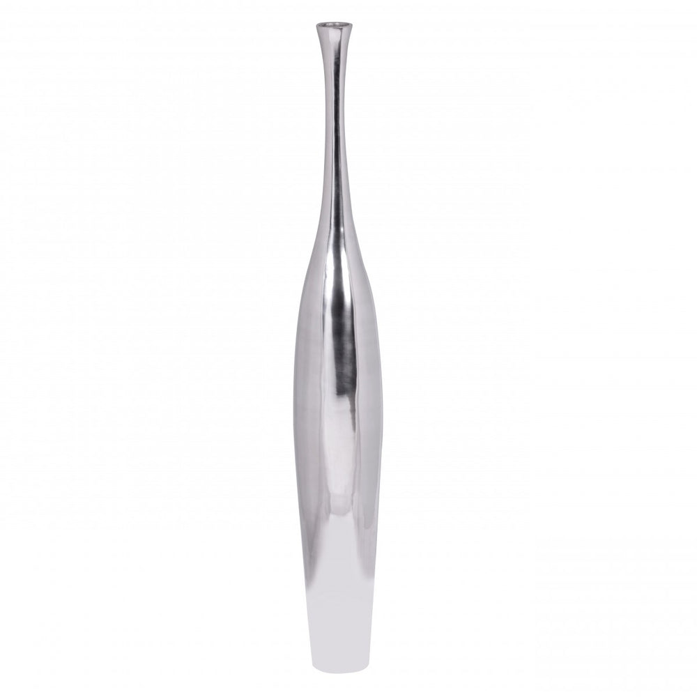 Elegante Aluminium Blumenvase - 100 cm_ Silber_ Zeitloses Design_ Handgefertigt_ KADIMA DESIGN_Größe_ 13x13x100 cm_