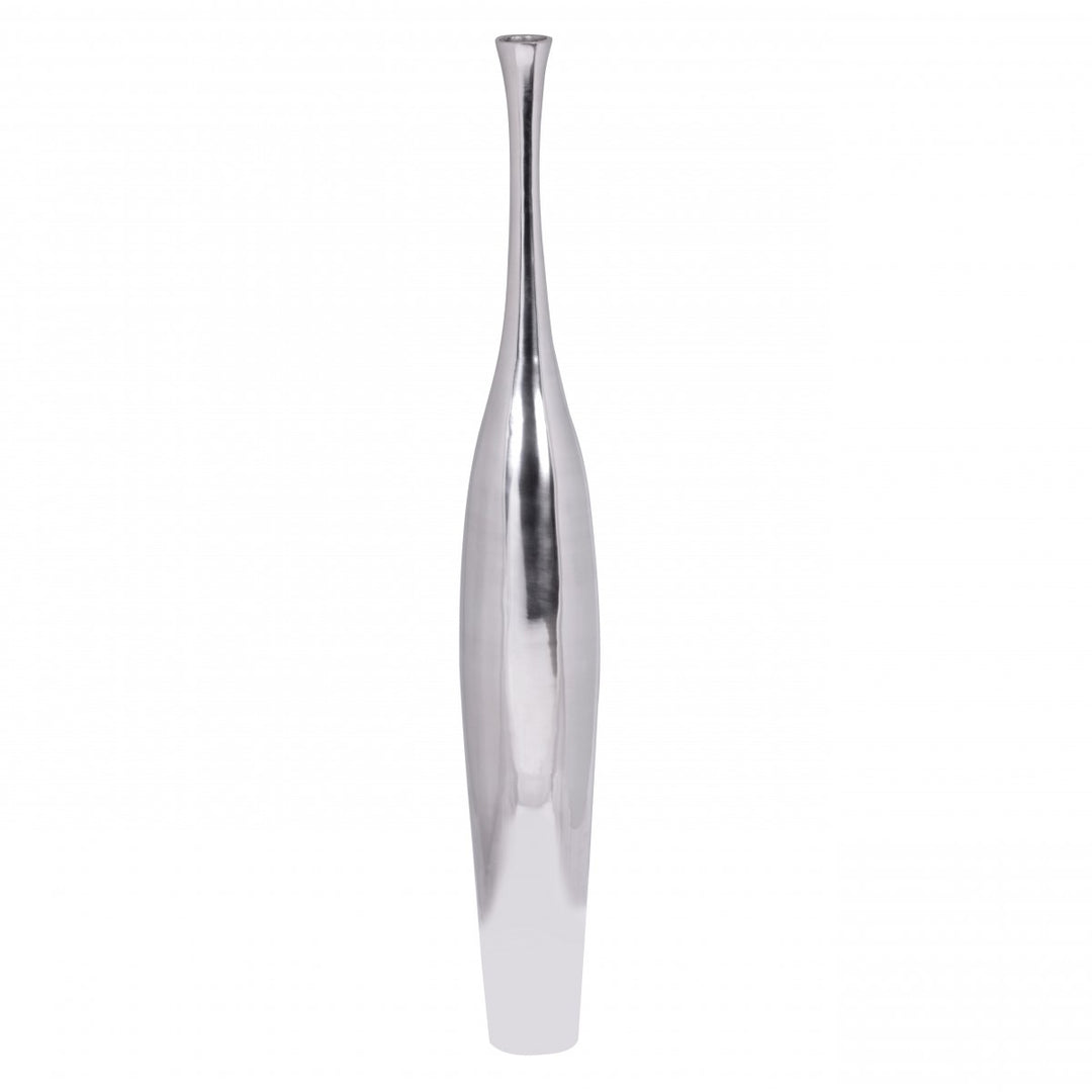 Elegante Aluminium Blumenvase - 100 cm_ Silber_ Zeitloses Design_ Handgefertigt_ KADIMA DESIGN_Größe_ 13x13x100 cm_