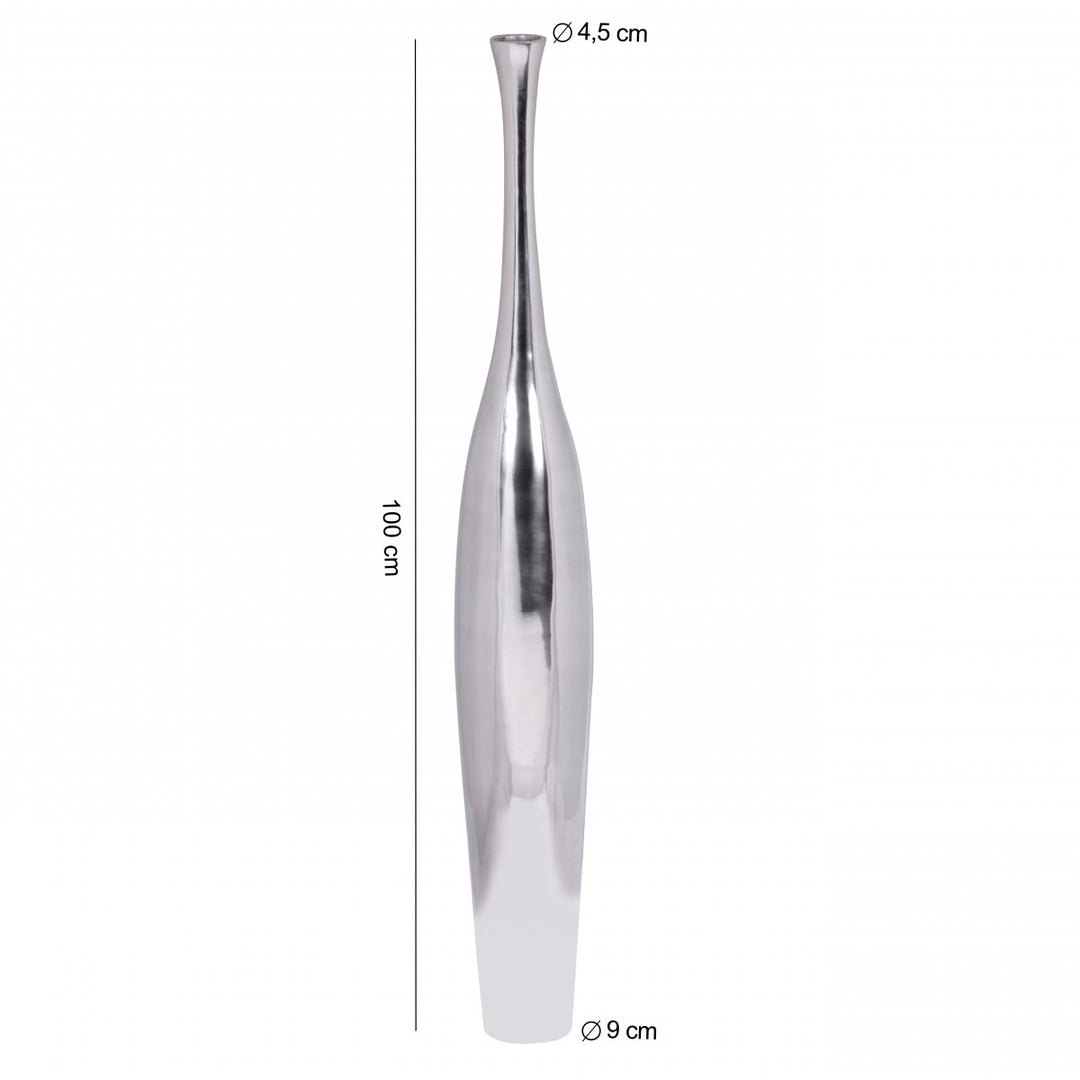 Elegante Aluminium Blumenvase - 100 cm_ Silber_ Zeitloses Design_ Handgefertigt_ KADIMA DESIGN_Größe_ 13x13x100 cm_