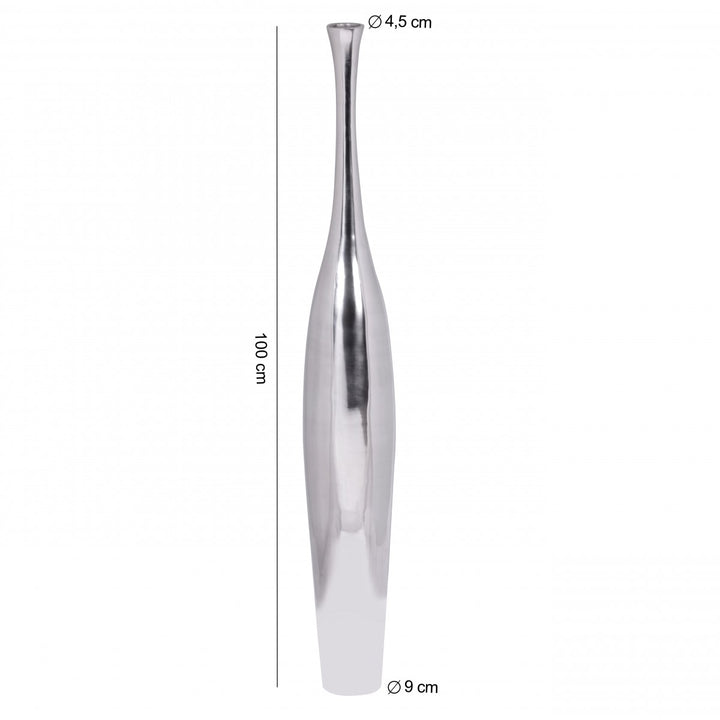 Elegante Aluminium Blumenvase - 100 cm_ Silber_ Zeitloses Design_ Handgefertigt_ KADIMA DESIGN_Größe_ 13x13x100 cm_