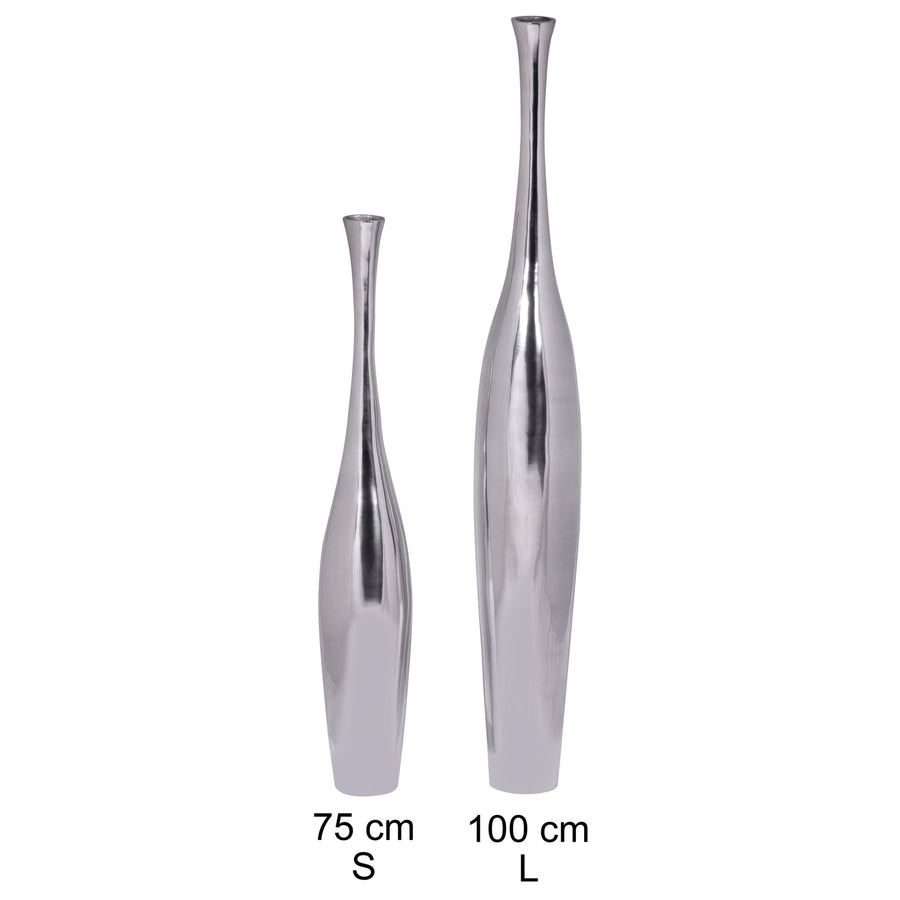 Elegante Aluminium Blumenvase - 100 cm_ Silber_ Zeitloses Design_ Handgefertigt_ KADIMA DESIGN_Größe_ 13x13x100 cm_