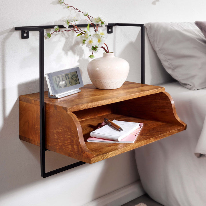 Wandkonsole_ Mango-Holz_ Industrial-Stil_ 44x45x35cm_ Boxspringbetten - KADIMA DESIGN_Größe_ 44x35x45 cm_