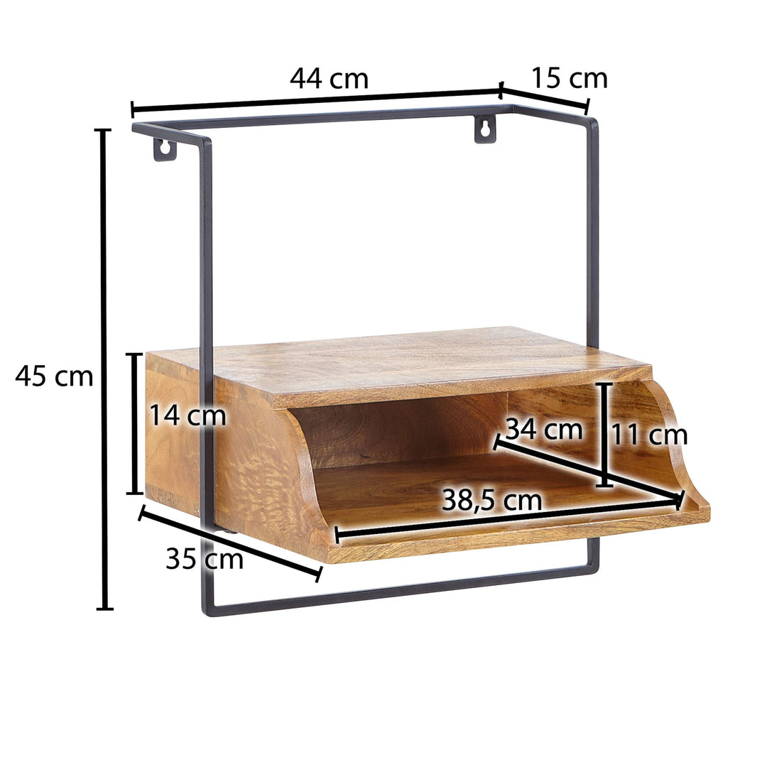 Wandkonsole_ Mango-Holz_ Industrial-Stil_ 44x45x35cm_ Boxspringbetten - KADIMA DESIGN_Größe_ 44x35x45 cm_