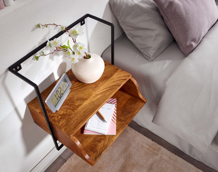 Wandkonsole_ Mango-Holz_ Industrial-Stil_ 44x45x35cm_ Boxspringbetten - KADIMA DESIGN_Größe_ 44x35x45 cm_