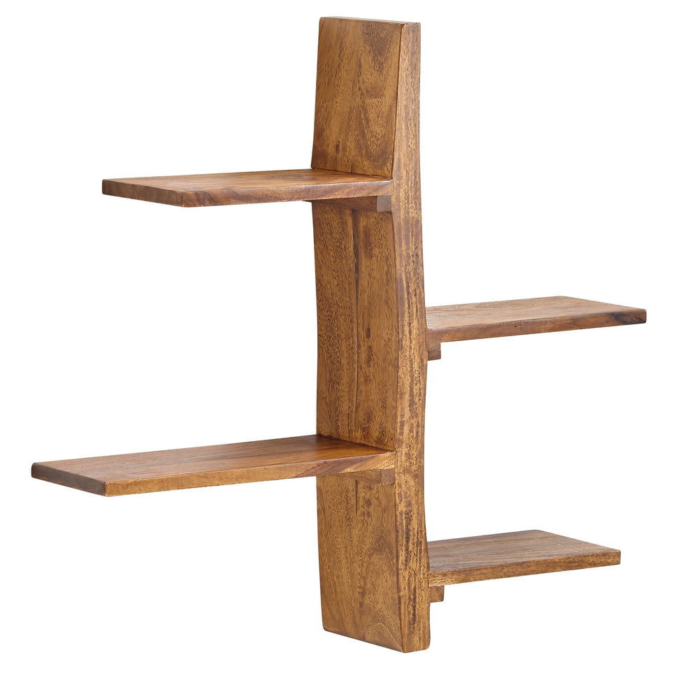 Wandregal Baum-Form_ Sheesham Holz_ 58x60x15 cm_ 4 Ablageflächen - KADIMA DESIGN_Größe_ 58x15x60 cm_
