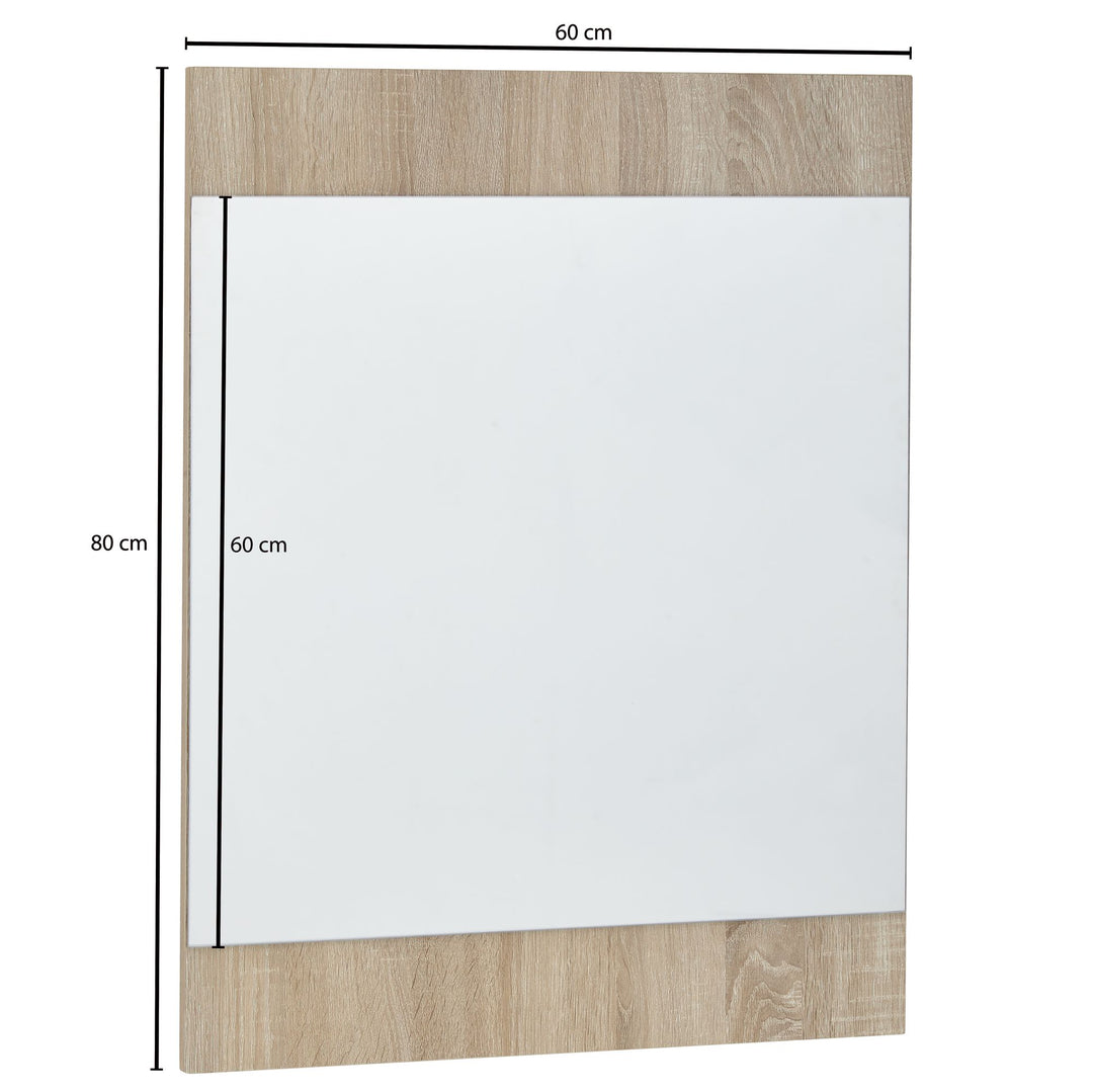 KADIMA DESIGN Wandspiegel Sonoma Eiche - Rechteckig_ 60x80 cm - Kratzfeste Oberfläche - Horizontale/Vertikale Montage_Braun_#sku_BARWL6.395#