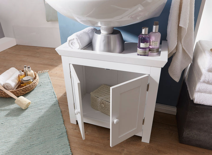 Klassischer Landhausstil Waschbeckenunterschrank_ 50x25x41 cm_ MDF - Stabil &amp;amp; Geräumig - KADIMA DESIGN_Größe_ 57x30x56 cm_