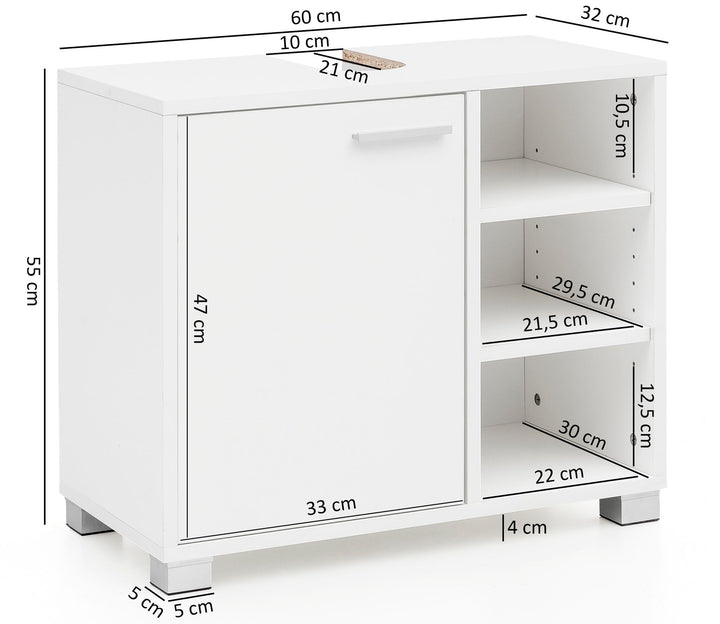 Waschbeckenunterschrank für Badezimmer_ modern und zeitlos_ viel Stauraum_ kratzfest - KADIMA DESIGN_Größe_ 60x32x55 cm_