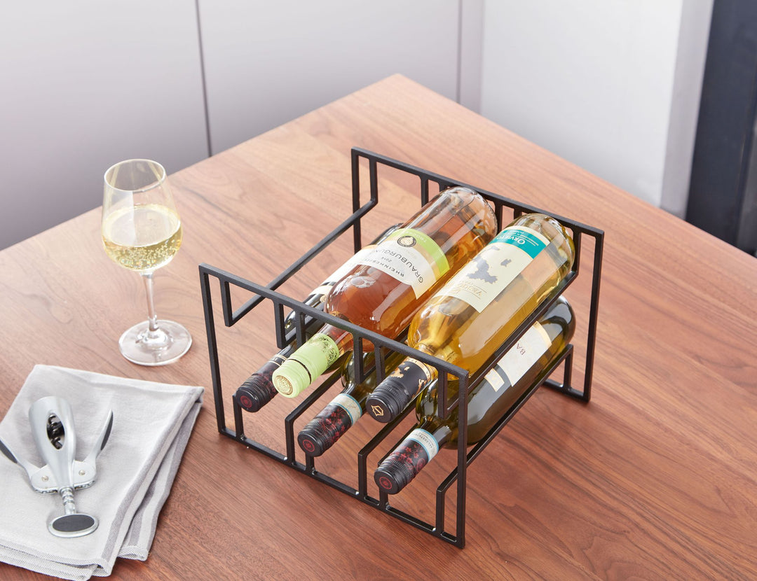 Schwarzer Eisen Weinhalter für 6 Flaschen_ modernes Design_ langlebig - KADIMA DESIGN_Größe_ 29x25x21 cm_