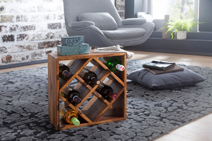 Weinregal aus massivem Sheesham Holz für 8 Flaschen_ Platzsparend & Elegantes Design_ handgefertigt - KADIMA DESIGN_Größe_ 40x25x40 cm_#sku_BARWL5.673#