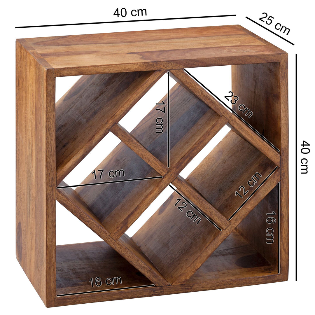 Weinregal aus massivem Sheesham Holz für 8 Flaschen_ Platzsparend &amp; Elegantes Design_ handgefertigt - KADIMA DESIGN_Größe_ 40x25x40 cm_