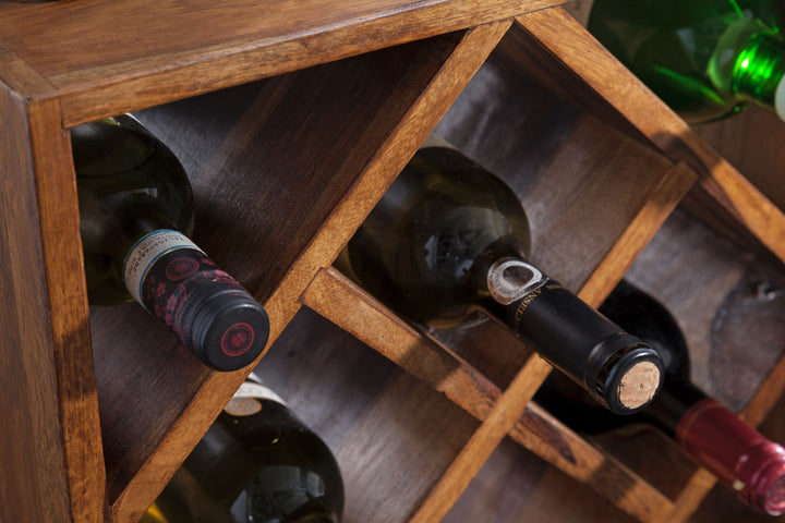 Weinregal aus massivem Sheesham Holz für 8 Flaschen_ Platzsparend &amp;amp; Elegantes Design_ handgefertigt - KADIMA DESIGN_Größe_ 40x25x40 cm_