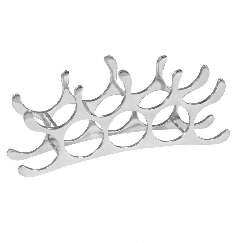 Modernes Weinregal aus Metall_ Kapazität für 9 Flaschen_ in silberner Farbe_ handgefertigt_ stabil und dekorativ - KADIMA DESIGN_Größe_ 55x12x20 cm_