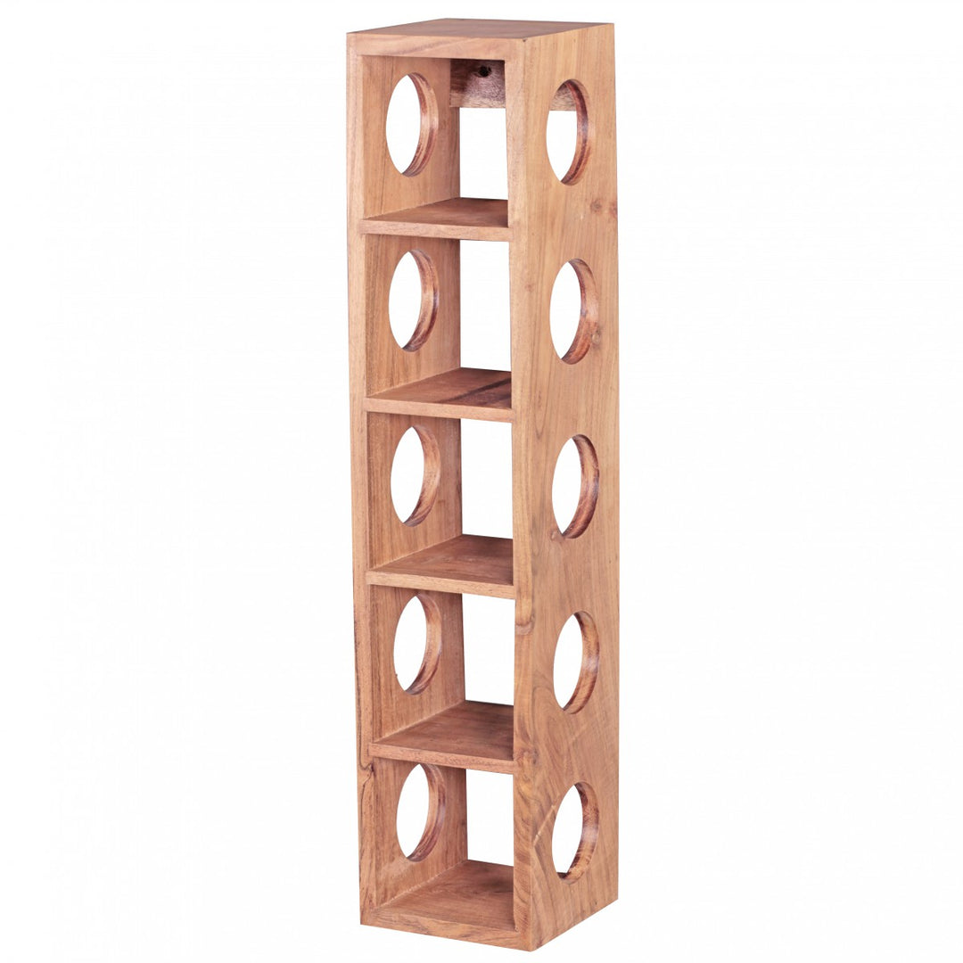 Weinregal NAKO Massivholz_ 70x15x15 cm_ 5 Ablagefächer_ Wandmontage_ Sheesham - KADIMA DESIGN_Farbe_ Beige_ Größe_ 15x15x70 cm_