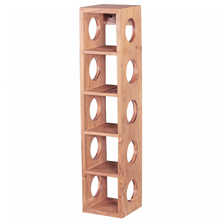 Weinregal NAKO Massivholz_ 70x15x15 cm_ 5 Ablagefächer_ Wandmontage_ Sheesham - KADIMA DESIGN_Farbe_ Beige_ Größe_ 15x15x70 cm_