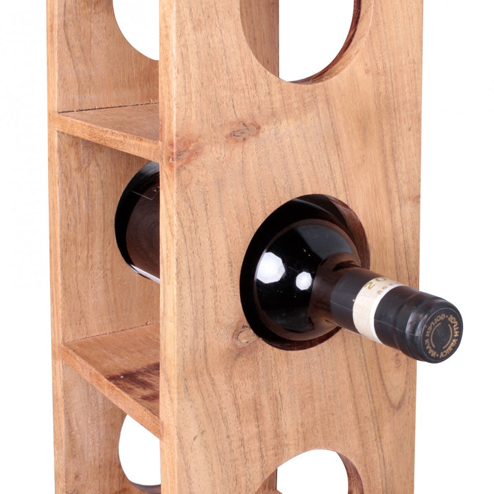 KADIMA DESIGN NAKO Massivholz Weinregal – Handgefertigtes Unikat mit 5 Ablagefächern für stilvolle Weinpräsentation und Wandmontage_Beige_#sku_BARWL1.768#