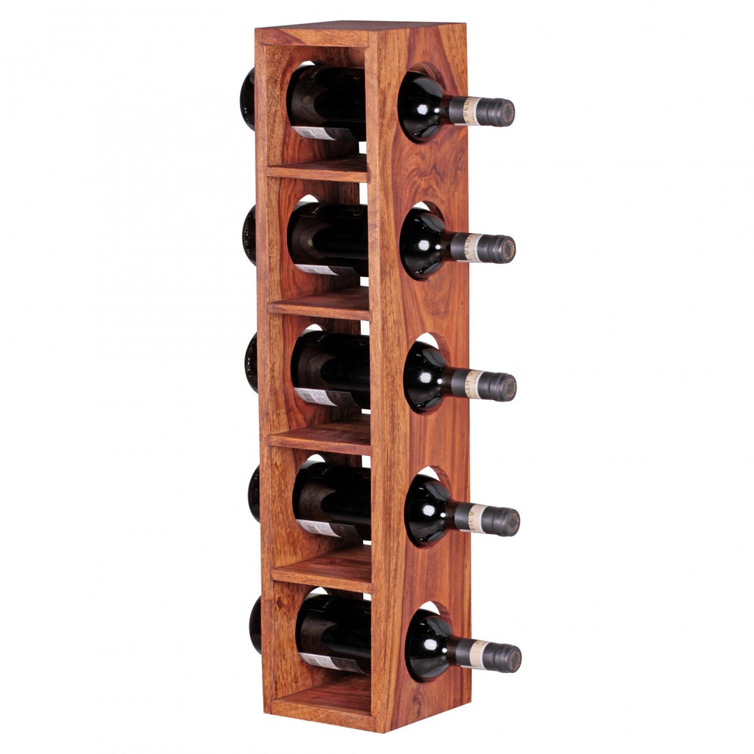 KADIMA DESIGN NAKO Massivholz Weinregal – Handgefertigtes Unikat mit 5 Ablagefächern für stilvolle Weinpräsentation und Wandmontage_Braun_#sku_BARWL1.767#
