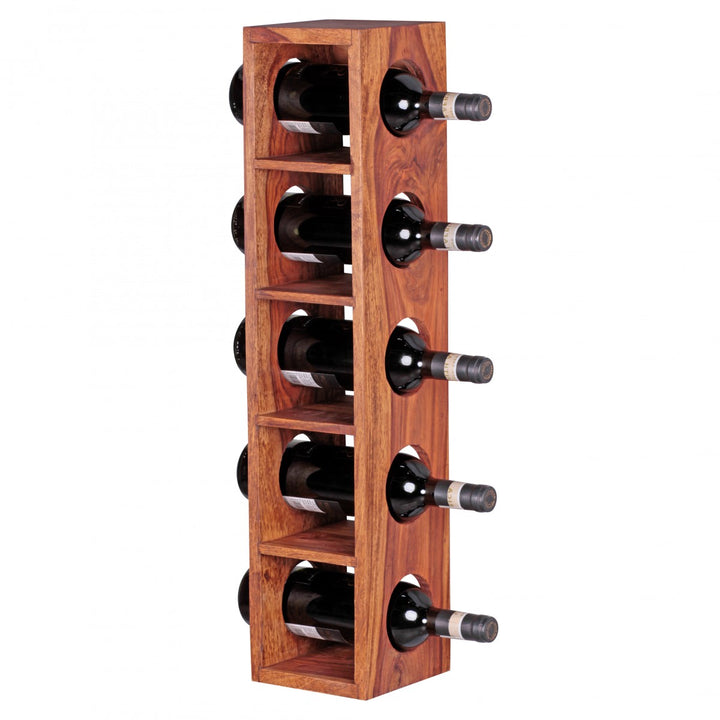 Weinregal NAKO Massivholz_ 70x15x15 cm_ 5 Ablagefächer_ Wandmontage_ Sheesham - KADIMA DESIGN_Farbe_ Braun_ Größe_ 15x15x70 cm_