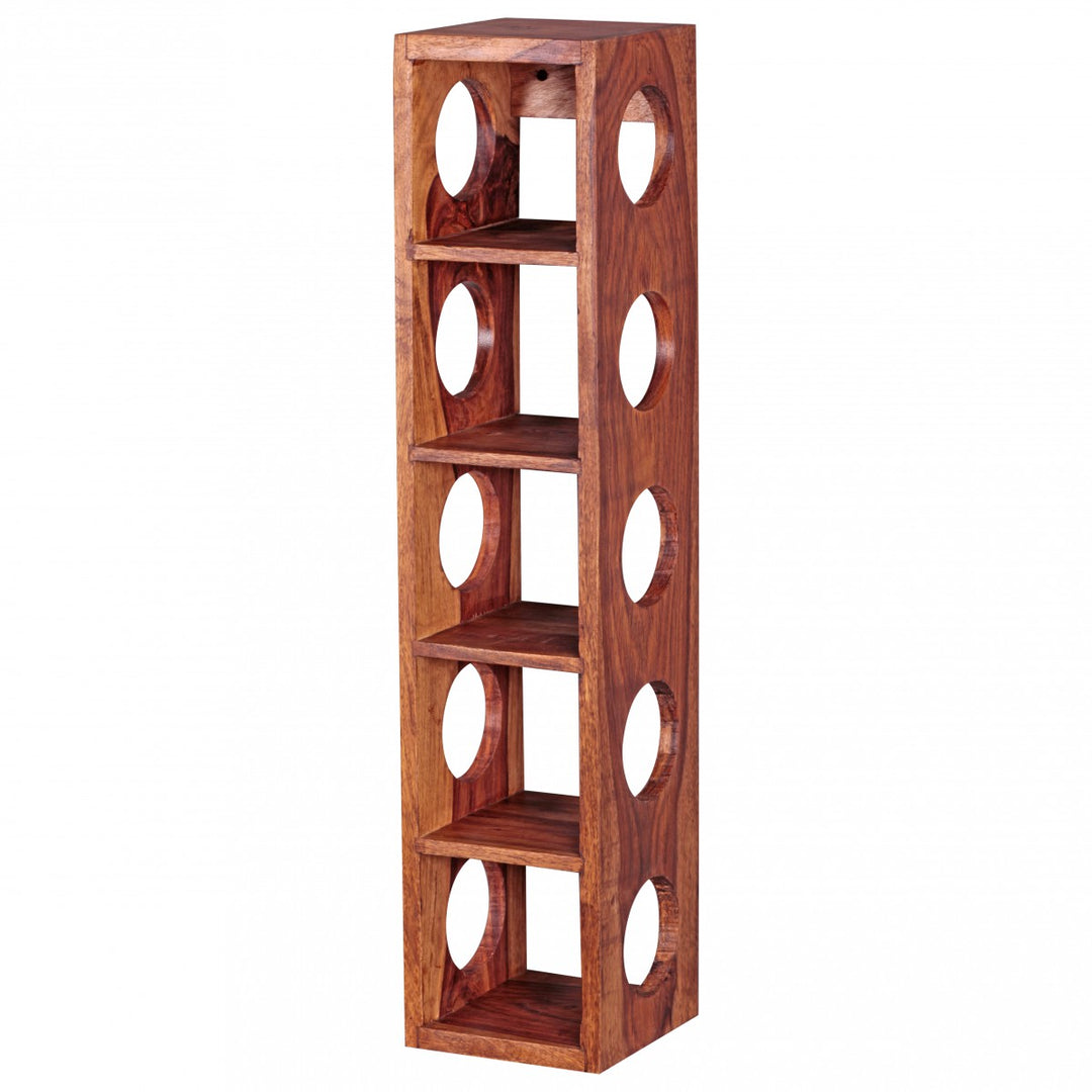 Weinregal NAKO Massivholz_ 70x15x15 cm_ 5 Ablagefächer_ Wandmontage_ Sheesham - KADIMA DESIGN_Farbe_ Braun_ Größe_ 15x15x70 cm_