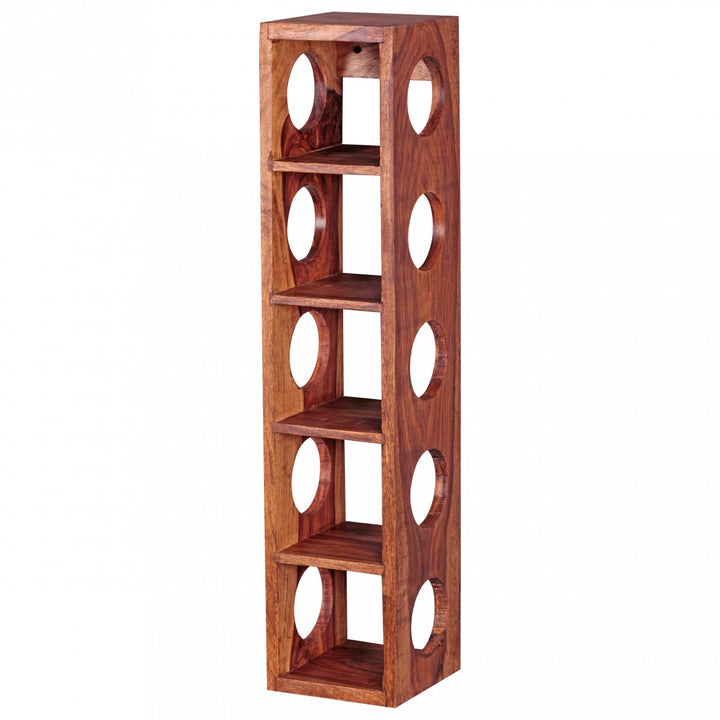 Weinregal NAKO Massivholz_ 70x15x15 cm_ 5 Ablagefächer_ Wandmontage_ Sheesham - KADIMA DESIGN_Farbe_ Braun_ Größe_ 15x15x70 cm_