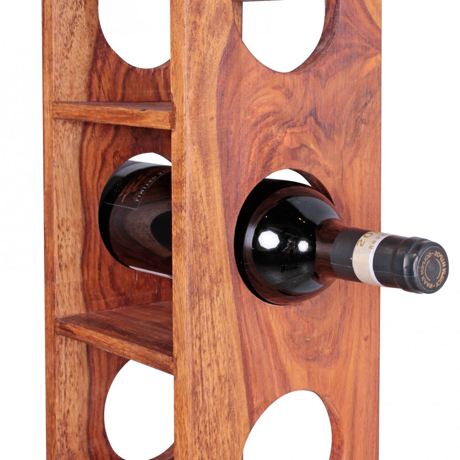 Weinregal NAKO Massivholz_ 70x15x15 cm_ 5 Ablagefächer_ Wandmontage_ Sheesham - KADIMA DESIGN_Farbe_ Braun_ Größe_ 15x15x70 cm_