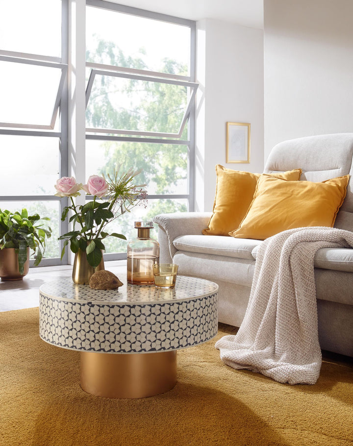 KADIMA DESIGN Runder Couchtisch VOLTURNUS - Modernes Design_ Langlebig und Vielseitig einsetzbar_Weiß_#sku_BARWL6.624#