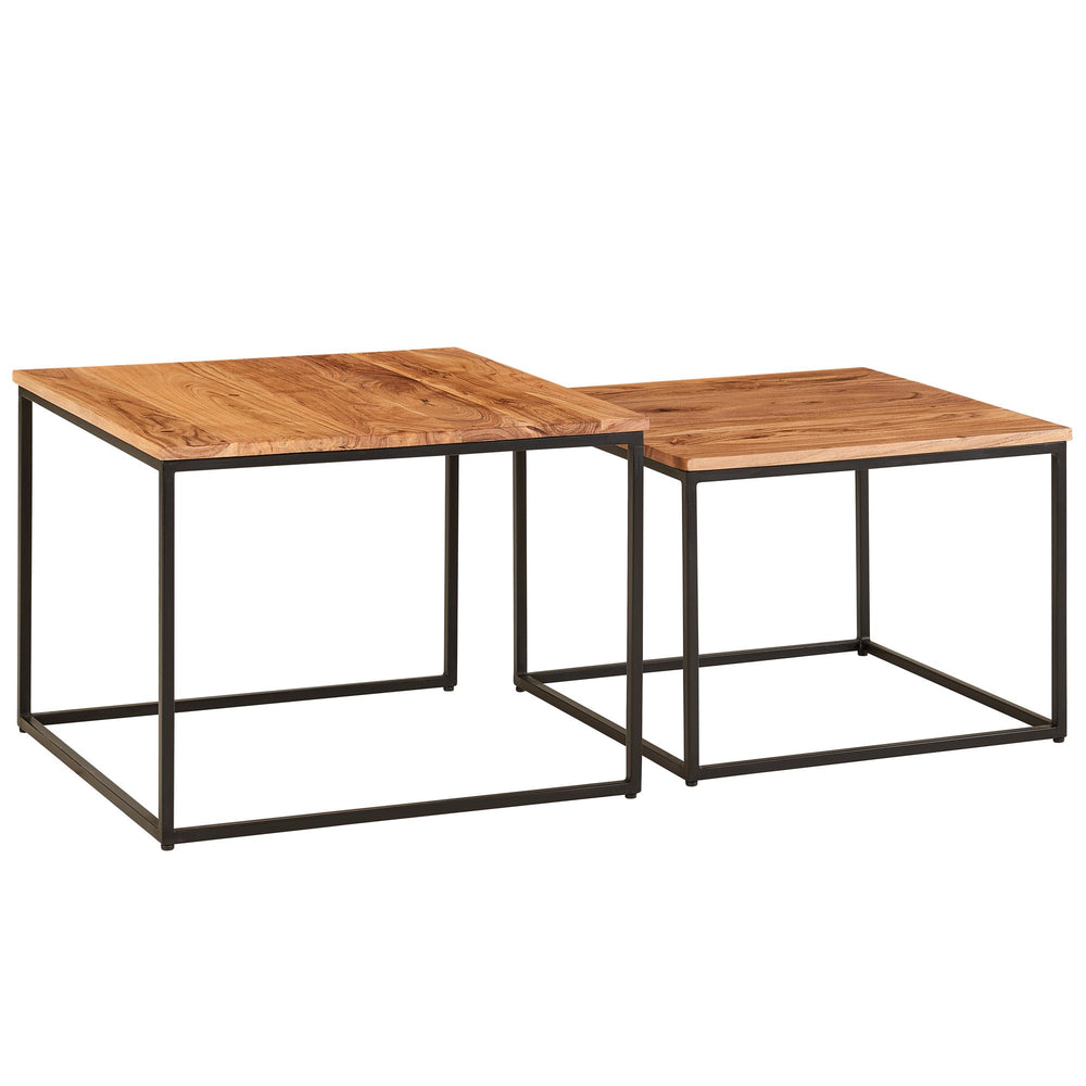 Industrie-Stil Wohnzimmertisch 2er Set_ Holz &amp; Metall_ Quadratisch - KADIMA DESIGN_Größe_ 60x60x46 cm_