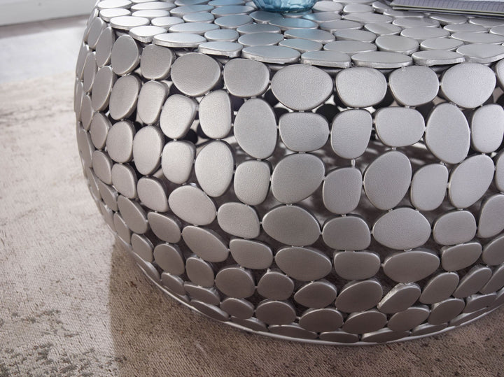 Moderner Aluminium Couchtisch in Silber_ Unikat handgefertigt_ Stilvolles Design - KADIMA DESIGN_Größe_ 66x66x32 cm_