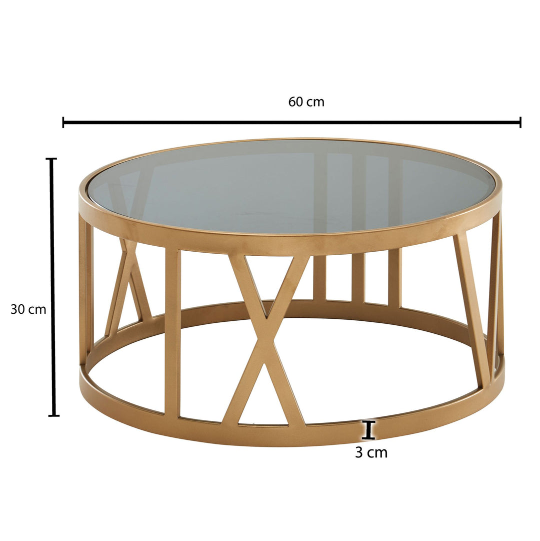 Couchtisch STABILUX_ Durchsichtige Glasplatte_ schwarzes Metallgestell_ 60x60x30 cm_ handgefertigt_ 20 kg Belastbarkeit - KADIMA DESIGN_Farbe_ Gold_ Größe_ 60x60x30 cm_