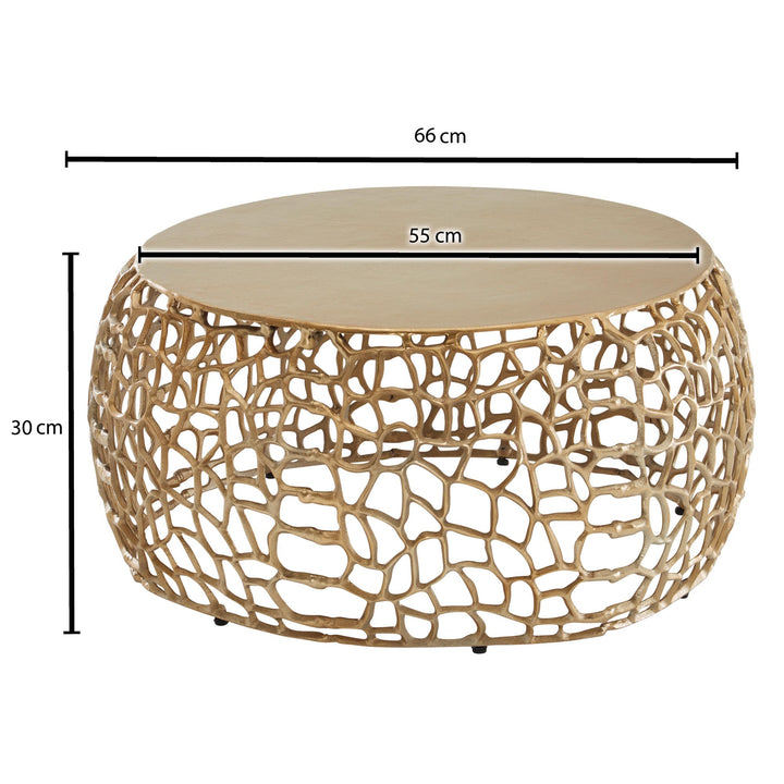 Couchtisch ASTLUX_ Aststruktur_ lackiertes Aluminium_ handgefertigt_ Anti-Rutsch-Noppen_ Ablagefläche - KADIMA DESIGN_Farbe_ Gold_ Größe_ 66x66x30 cm_