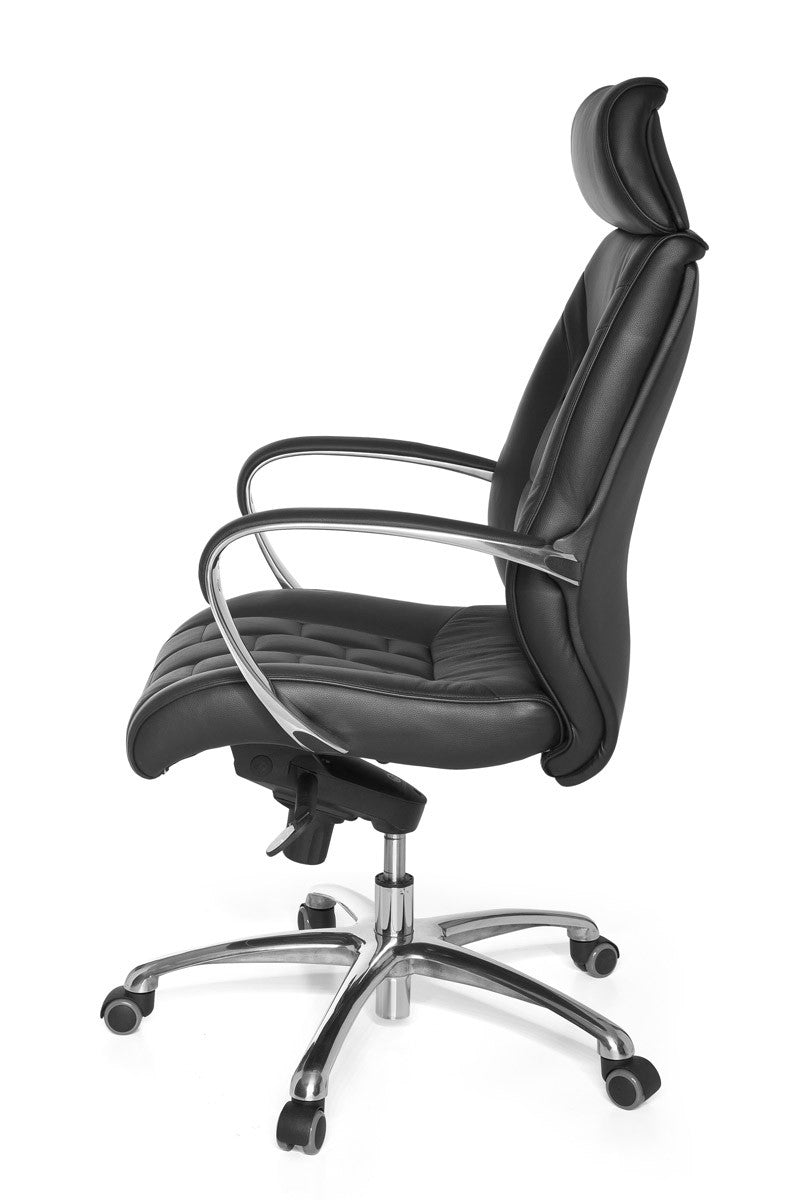 Luxus XXL Chefsessel_ Echtleder_ breite/höhe Rückenlehne_ Lendenwirbelstütze_ Multiblock-Mechanik_ 120 kg Tragkraft - KADIMA DESIGN_Größe_ 66x62x128 cm_