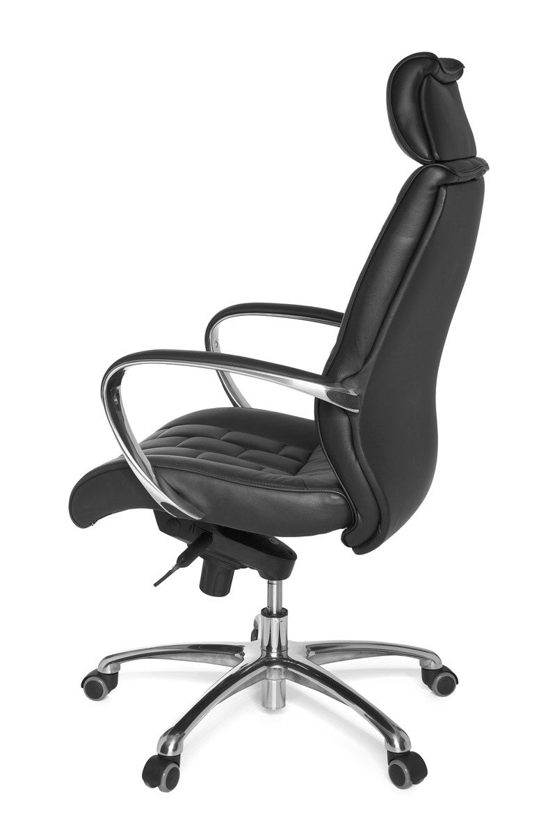 Luxus XXL Chefsessel  Echtleder  breite/höhe Rückenlehne  Lendenwirbelstütze  Multiblock-Mechanik  120 kg Tragkraft - KADIMA DESIGN Größe  66x62x128 cm