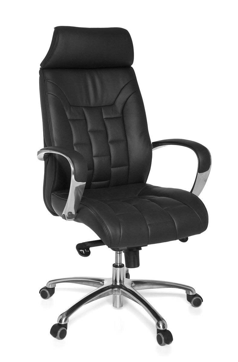 Luxus XXL Chefsessel_ Echtleder_ breite/höhe Rückenlehne_ Lendenwirbelstütze_ Multiblock-Mechanik_ 120 kg Tragkraft - KADIMA DESIGN_Größe_ 66x62x128 cm_