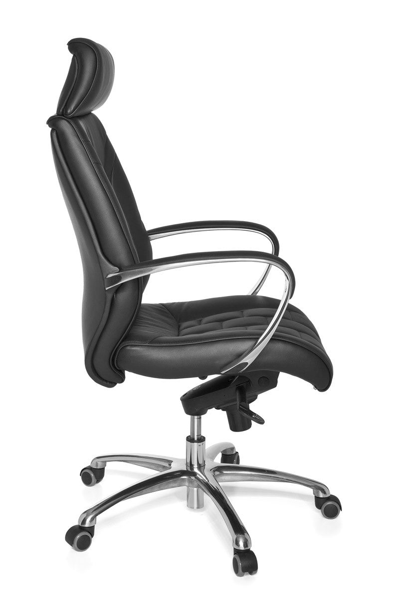 Luxus XXL Chefsessel_ Echtleder_ breite/höhe Rückenlehne_ Lendenwirbelstütze_ Multiblock-Mechanik_ 120 kg Tragkraft - KADIMA DESIGN_Größe_ 66x62x128 cm_