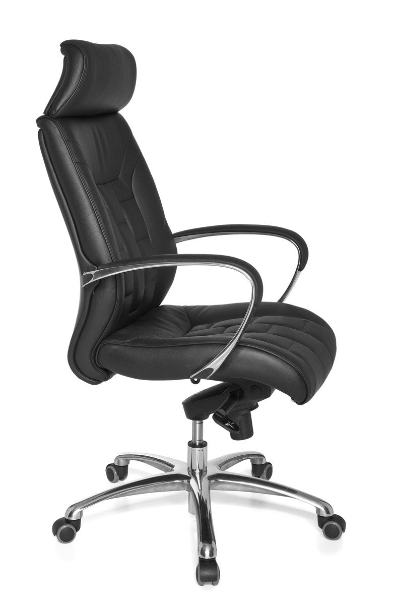 Luxus XXL Chefsessel  Echtleder  breite/höhe Rückenlehne  Lendenwirbelstütze  Multiblock-Mechanik  120 kg Tragkraft - KADIMA DESIGN Größe  66x62x128 cm