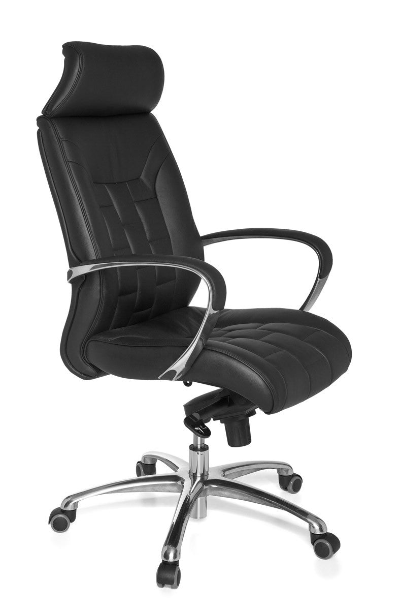 Luxus XXL Chefsessel  Echtleder  breite/höhe Rückenlehne  Lendenwirbelstütze  Multiblock-Mechanik  120 kg Tragkraft - KADIMA DESIGN Größe  66x62x128 cm