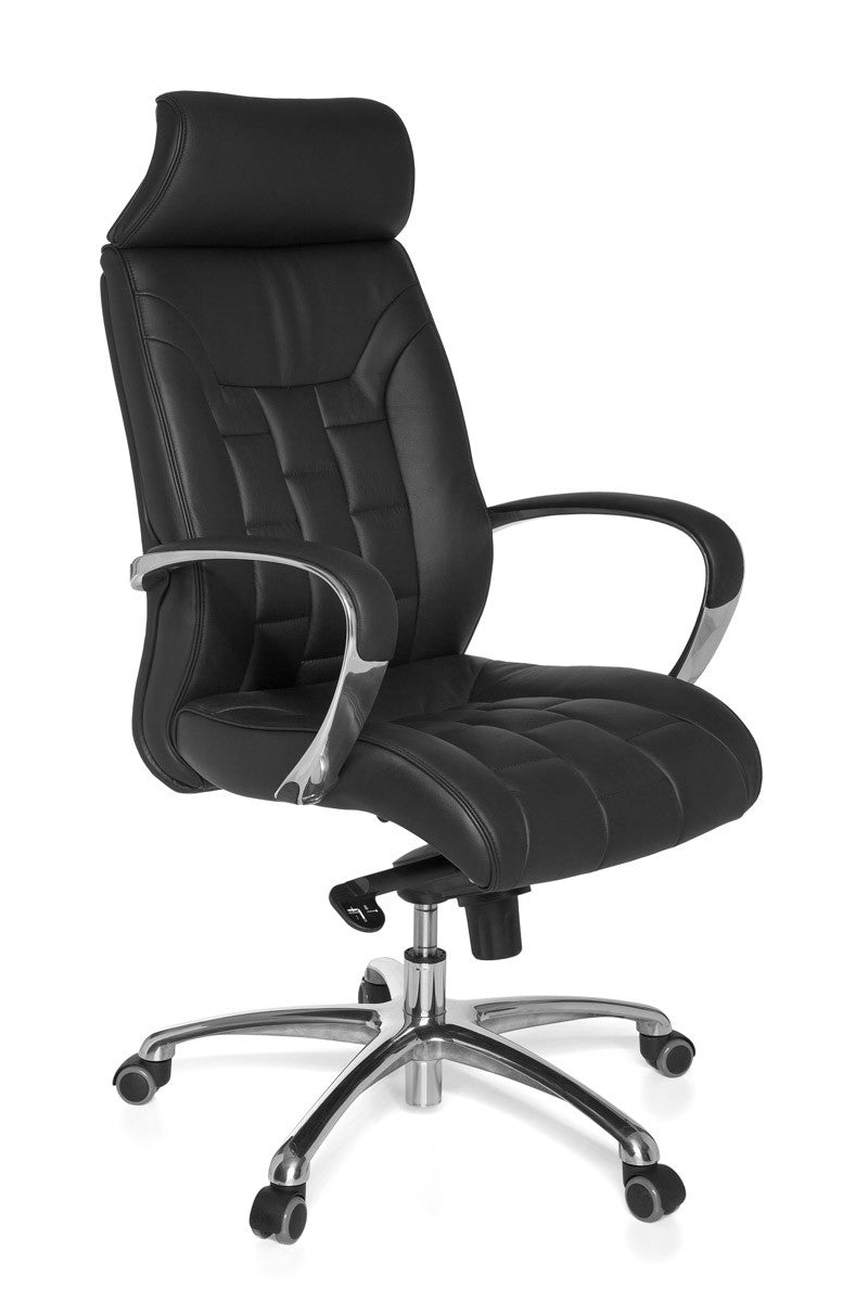 Luxus XXL Chefsessel  Echtleder  breite/höhe Rückenlehne  Lendenwirbelstütze  Multiblock-Mechanik  120 kg Tragkraft - KADIMA DESIGN Größe  66x62x128 cm