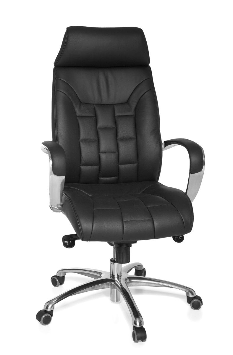 Luxus XXL Chefsessel  Echtleder  breite/höhe Rückenlehne  Lendenwirbelstütze  Multiblock-Mechanik  120 kg Tragkraft - KADIMA DESIGN Größe  66x62x128 cm