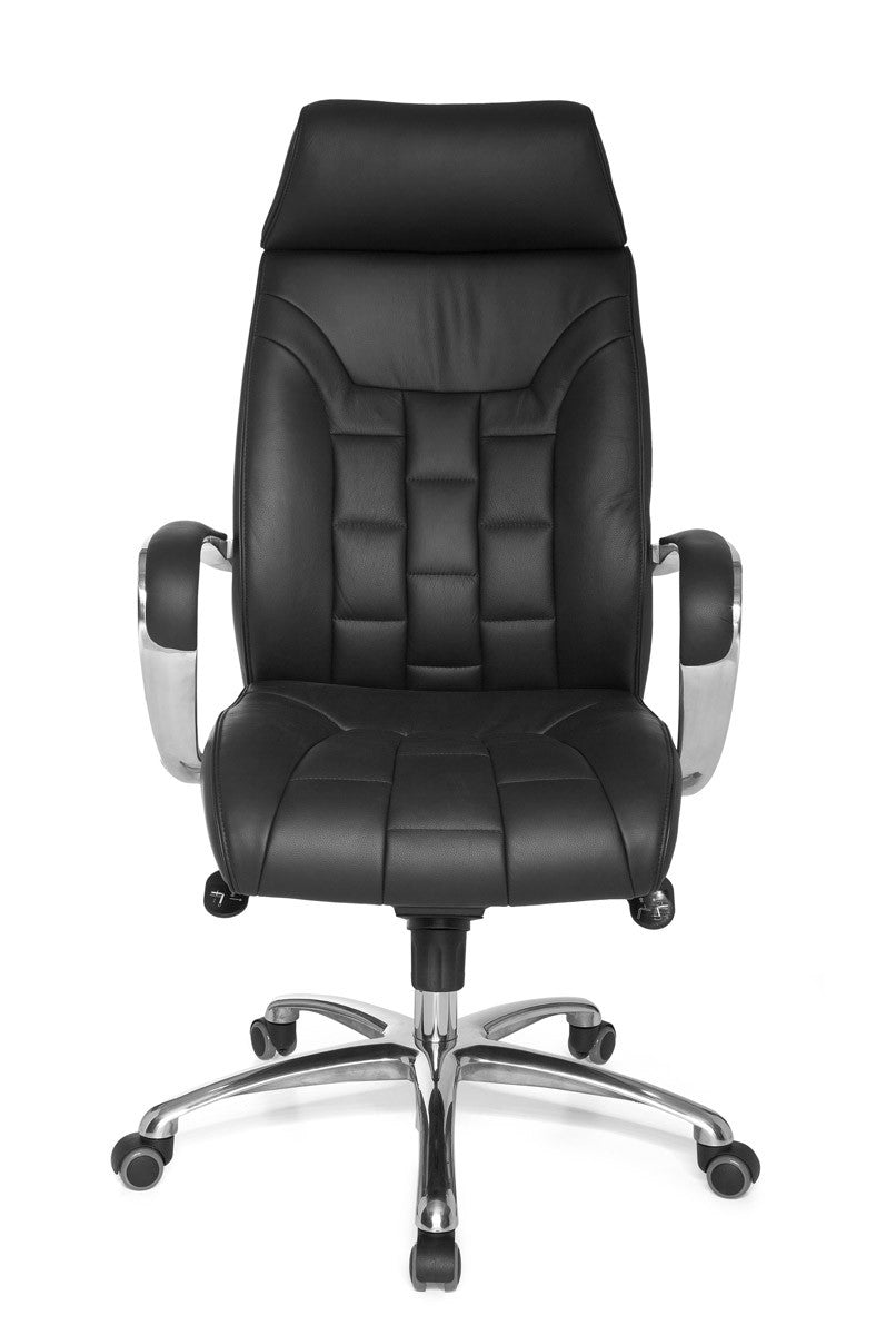 Luxus XXL Chefsessel  Echtleder  breite/höhe Rückenlehne  Lendenwirbelstütze  Multiblock-Mechanik  120 kg Tragkraft - KADIMA DESIGN Größe  66x62x128 cm