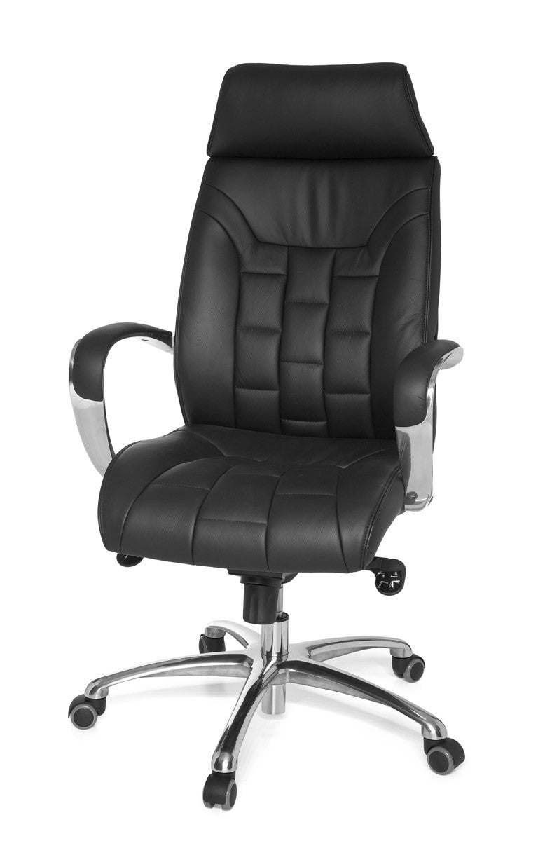 Luxus XXL Chefsessel  Echtleder  breite/höhe Rückenlehne  Lendenwirbelstütze  Multiblock-Mechanik  120 kg Tragkraft - KADIMA DESIGN Größe  66x62x128 cm