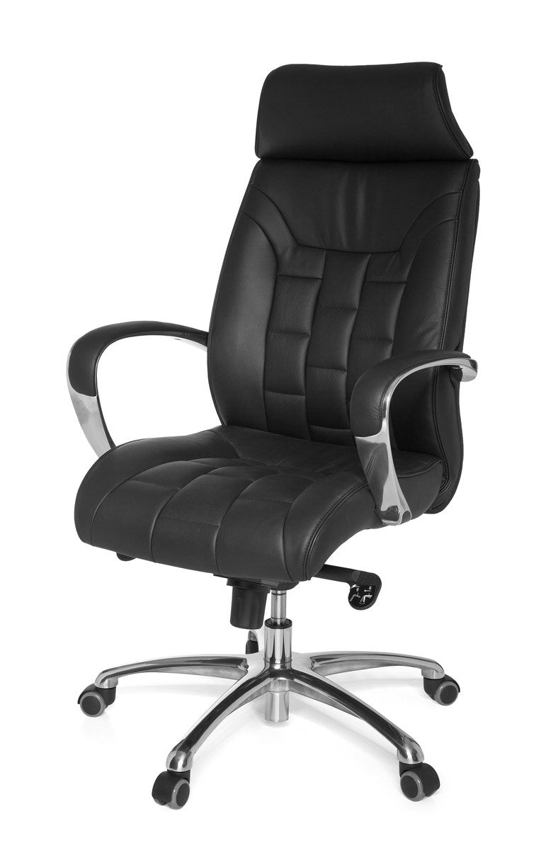 Luxus XXL Chefsessel_ Echtleder_ breite/höhe Rückenlehne_ Lendenwirbelstütze_ Multiblock-Mechanik_ 120 kg Tragkraft - KADIMA DESIGN_Größe_ 66x62x128 cm_