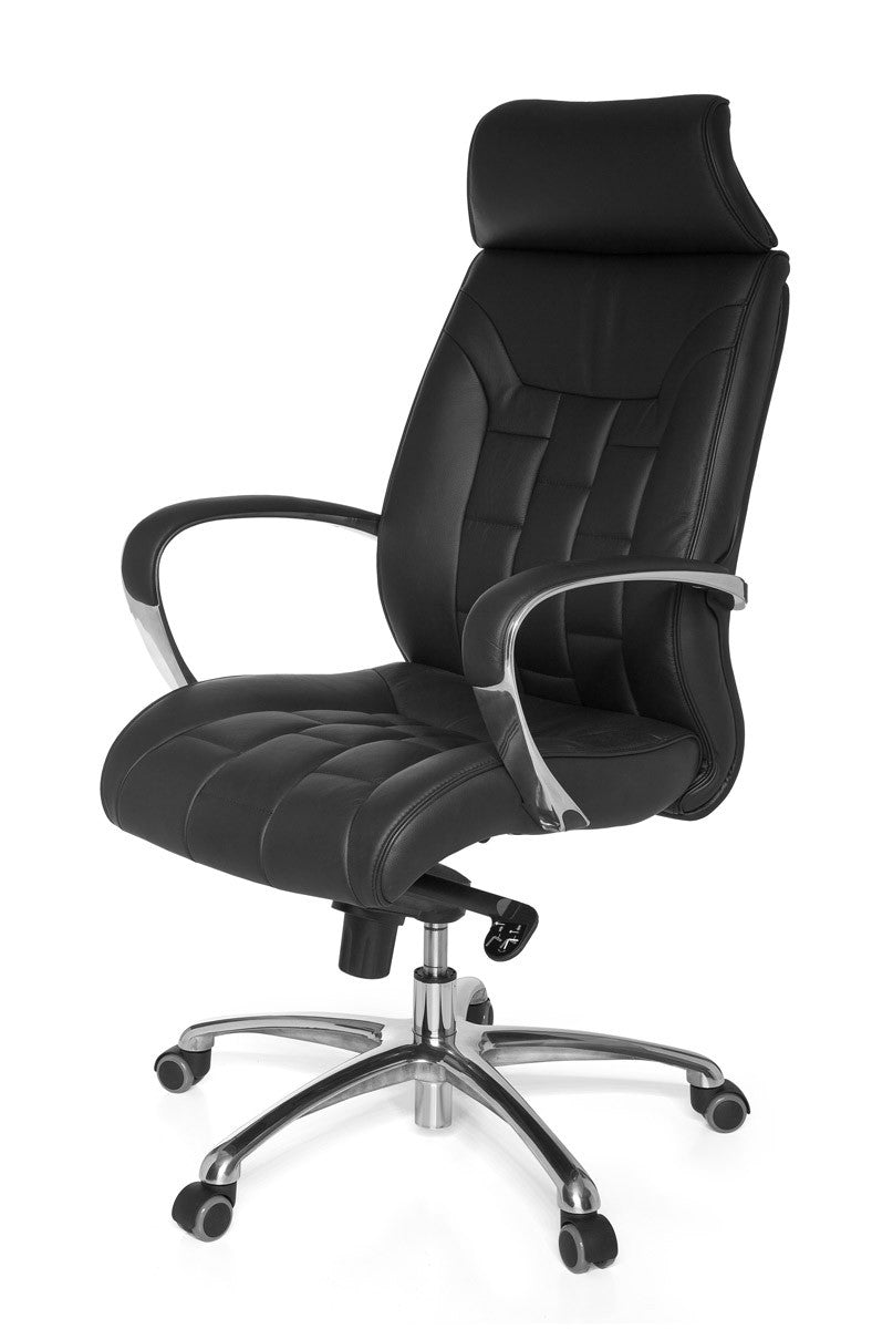 Luxus XXL Chefsessel  Echtleder  breite/höhe Rückenlehne  Lendenwirbelstütze  Multiblock-Mechanik  120 kg Tragkraft - KADIMA DESIGN Größe  66x62x128 cm